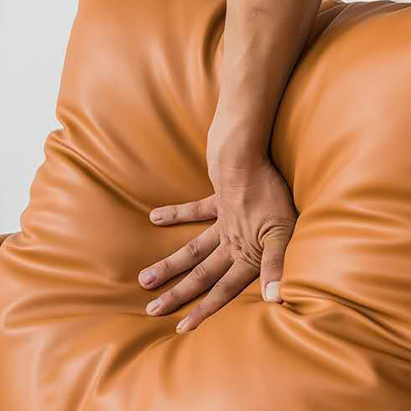 Industrial 27.6"Wide Faux Leather Pillow Back Square Arm Lounge Chair