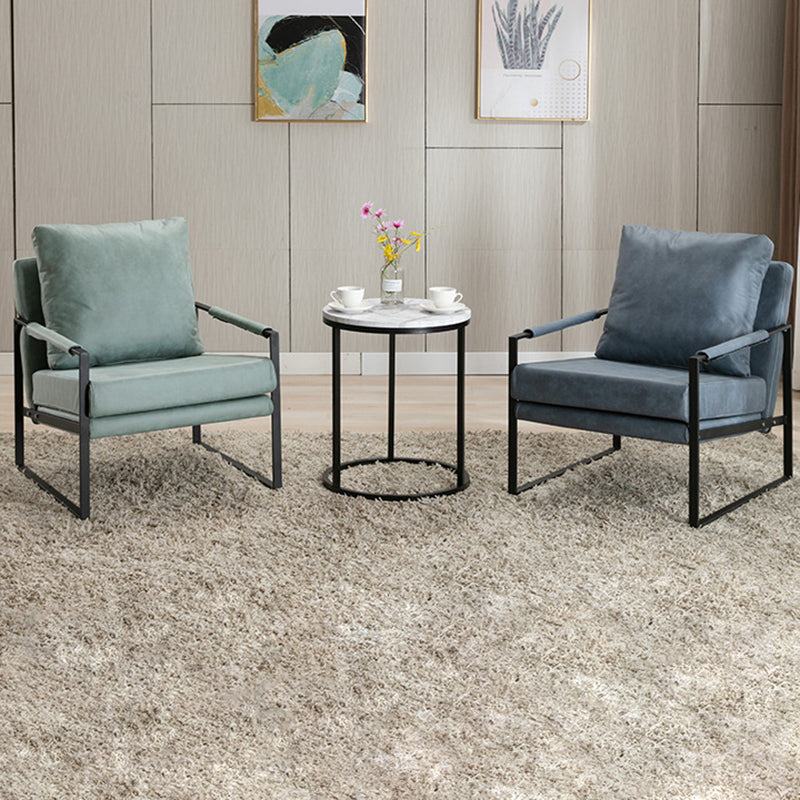 Industrial 27.6"Wide Faux Leather Pillow Back Square Arm Lounge Chair