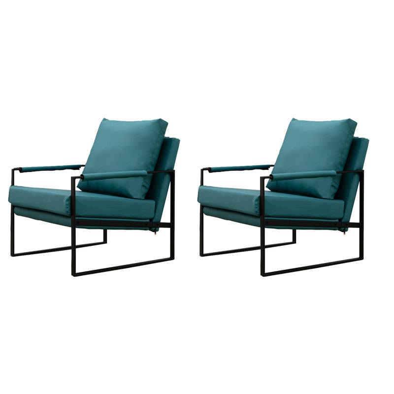 Industrial 27.6"Wide Faux Leather Pillow Back Square Arm Lounge Chair