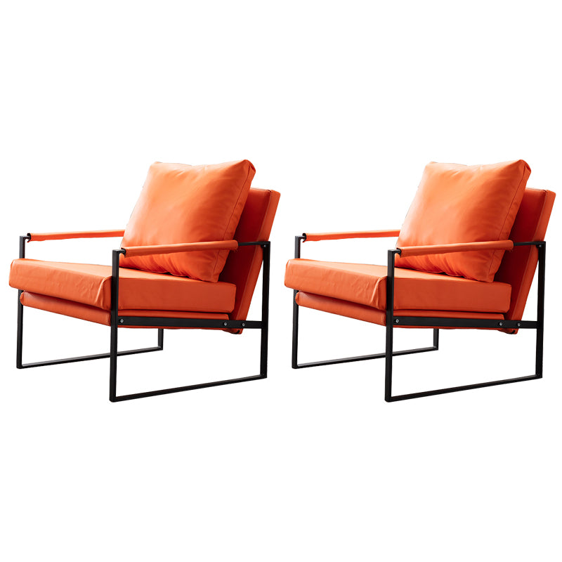 Industrial 27.6"Wide Faux Leather Pillow Back Square Arm Lounge Chair