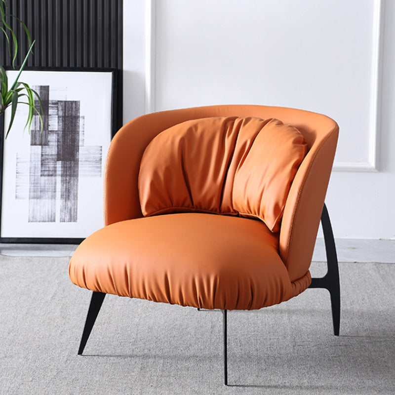 Modern Style Armless Black Metal Leather Lounge Chair with Pillow Back