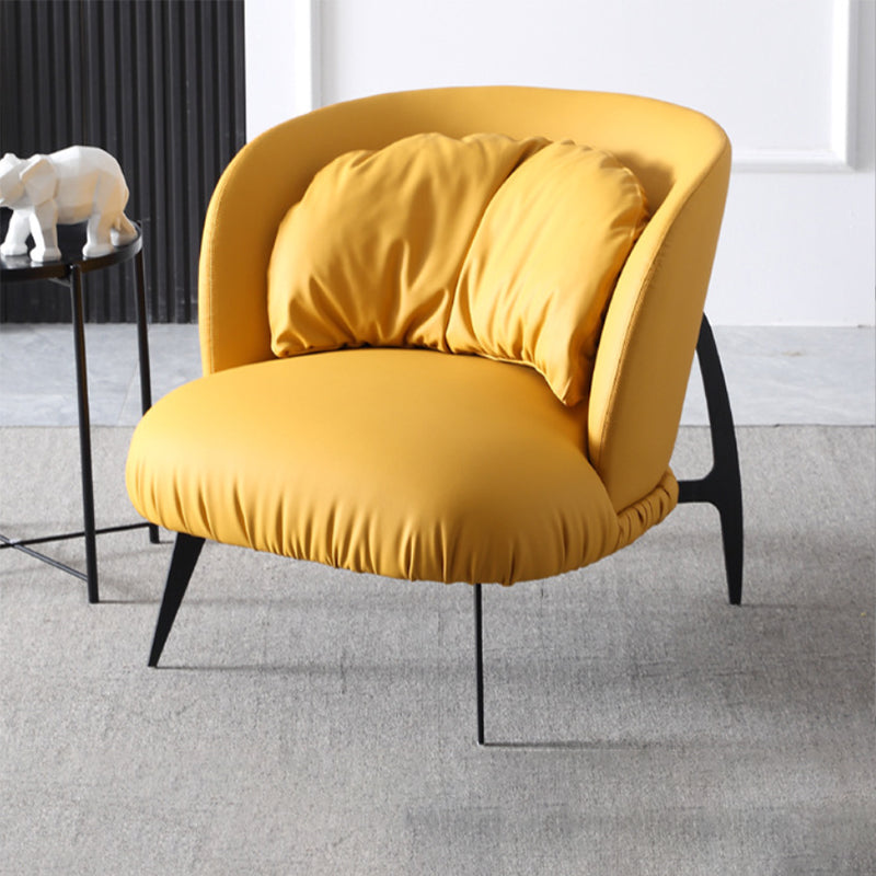 Modern Style Armless Black Metal Leather Lounge Chair with Pillow Back