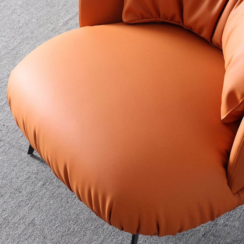 Modern Style Armless Black Metal Leather Lounge Chair with Pillow Back