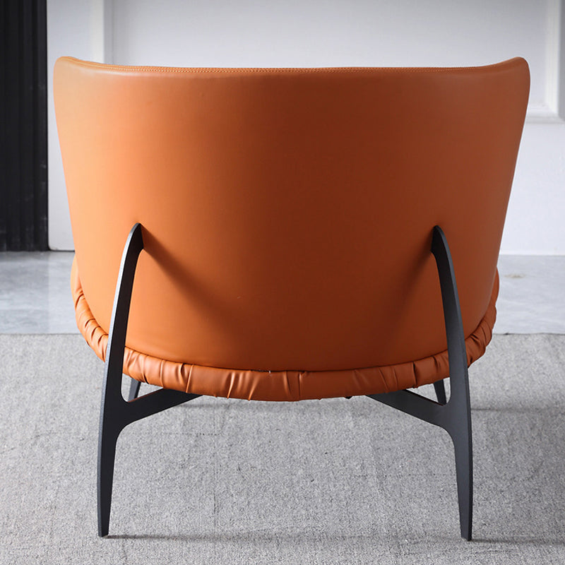 Modern Style Armless Black Metal Leather Lounge Chair with Pillow Back