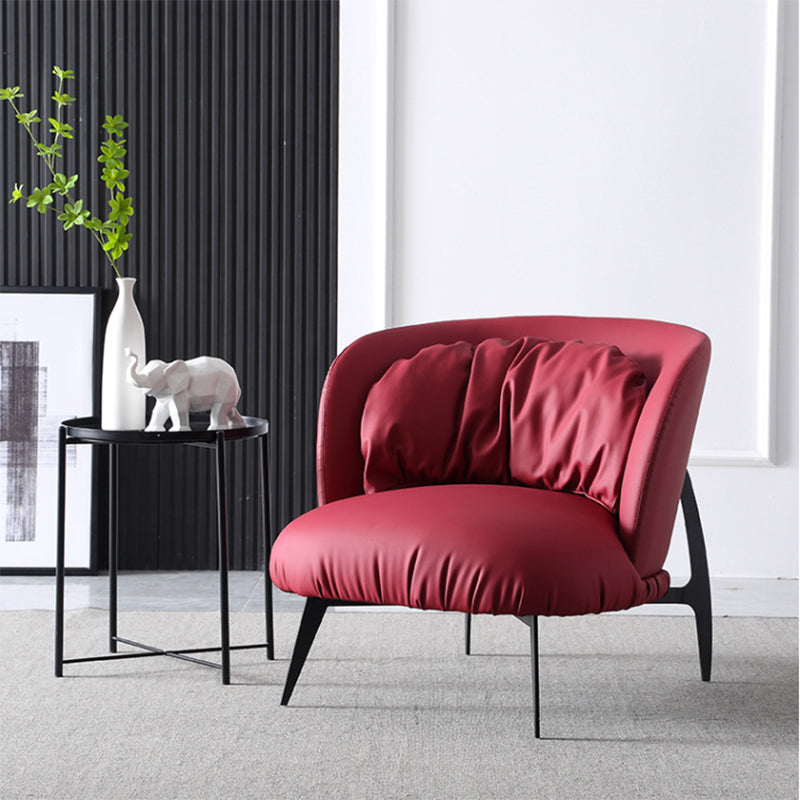 Modern Style Armless Black Metal Leather Lounge Chair with Pillow Back