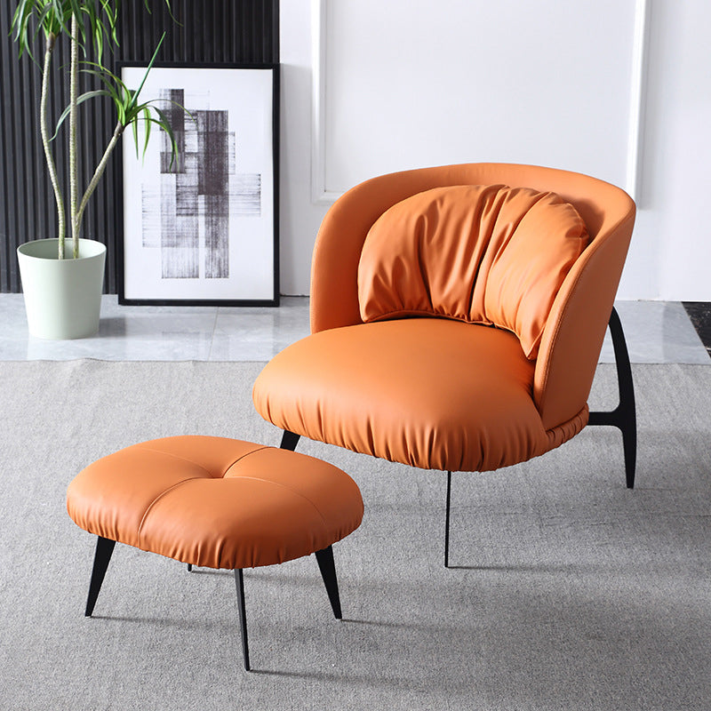 Modern Style Armless Black Metal Leather Lounge Chair with Pillow Back