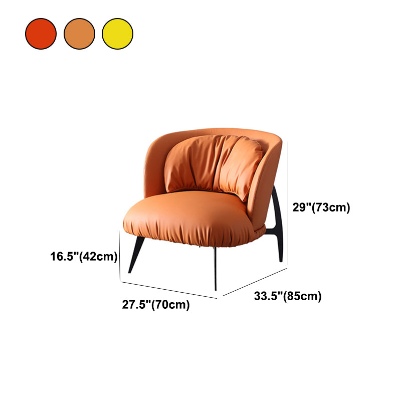 Modern Style Armless Black Metal Leather Lounge Chair with Pillow Back