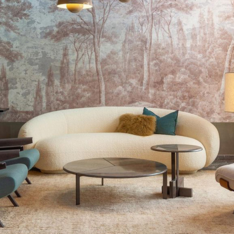 Contemporary Recessed Arm Curved Sofay Moon Shape Sofa for Living Room