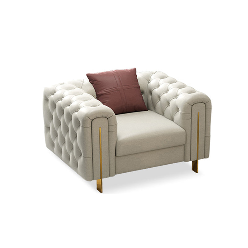 Tuxedo Arm Sofa Contemporary White Sofa with Tufted Split-Back