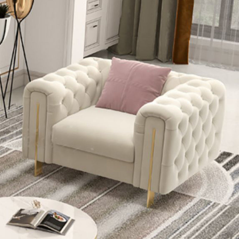 Tuxedo Arm Sofa Contemporary White Sofa with Tufted Split-Back