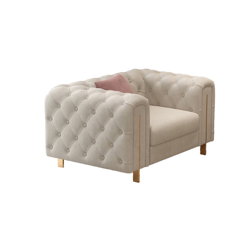 Tuxedo Arm Sofa Contemporary White Sofa with Tufted Split-Back