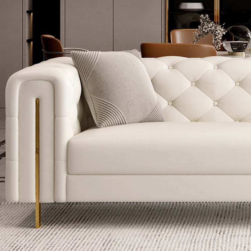 Tuxedo Arm Sofa Contemporary White Sofa with Tufted Split-Back