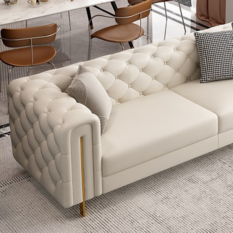 Tuxedo Arm Sofa Contemporary White Sofa with Tufted Split-Back
