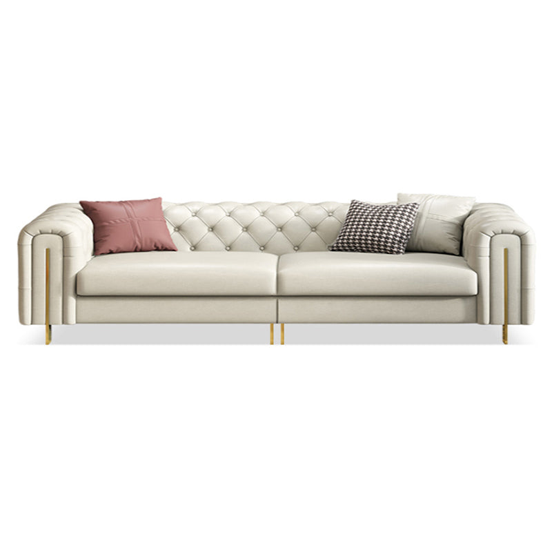 Tuxedo Arm Sofa Contemporary White Sofa with Tufted Split-Back