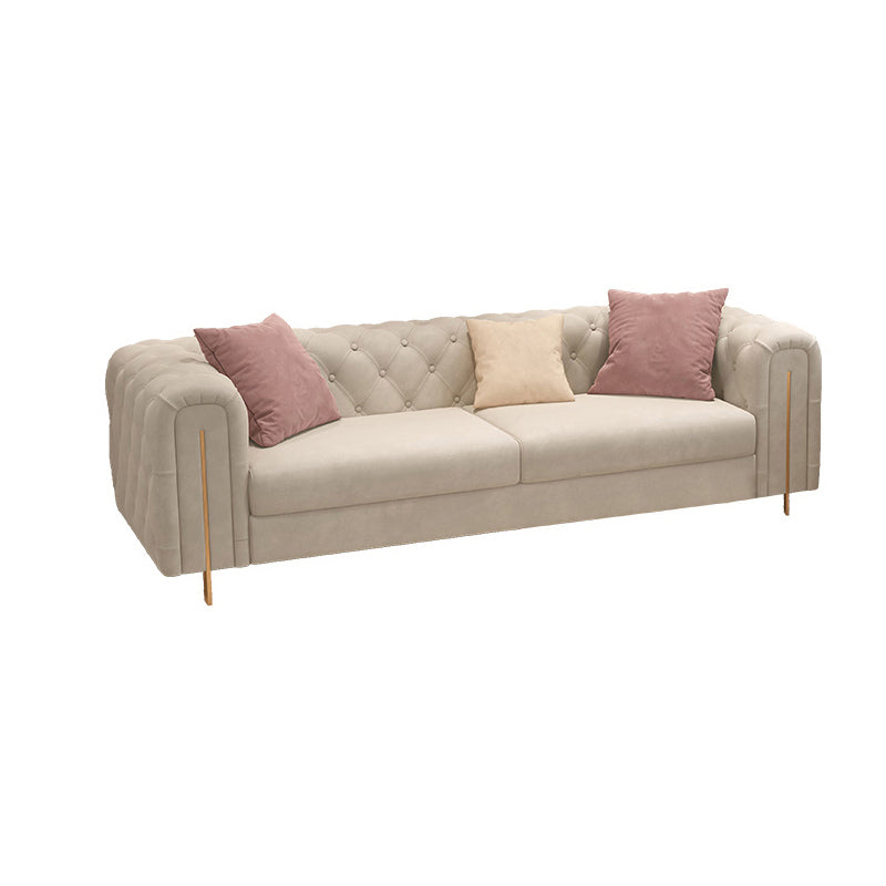 Tuxedo Arm Sofa Contemporary White Sofa with Tufted Split-Back
