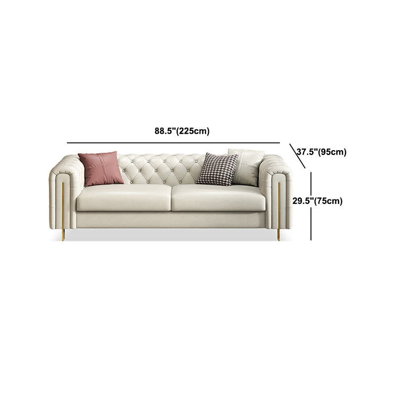 Tuxedo Arm Sofa Contemporary White Sofa with Tufted Split-Back