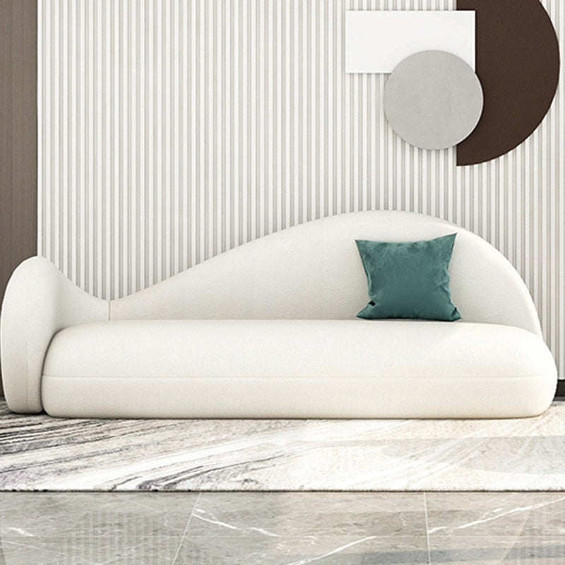 Tight Back Sofa Wool Curved Sofa in White for Living Room, Apartment