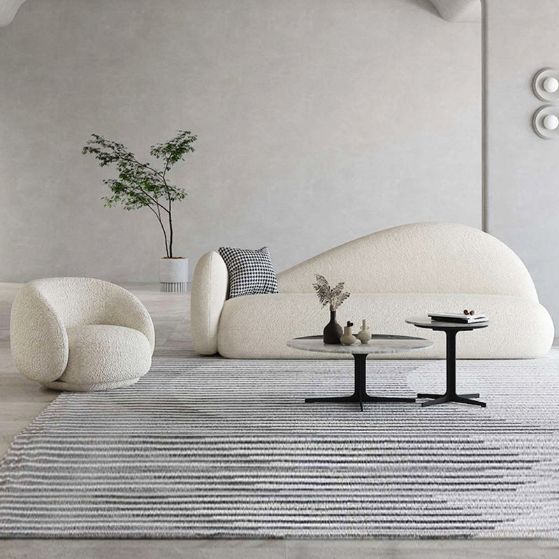 Tight Back Sofa Wool Curved Sofa in White for Living Room, Apartment