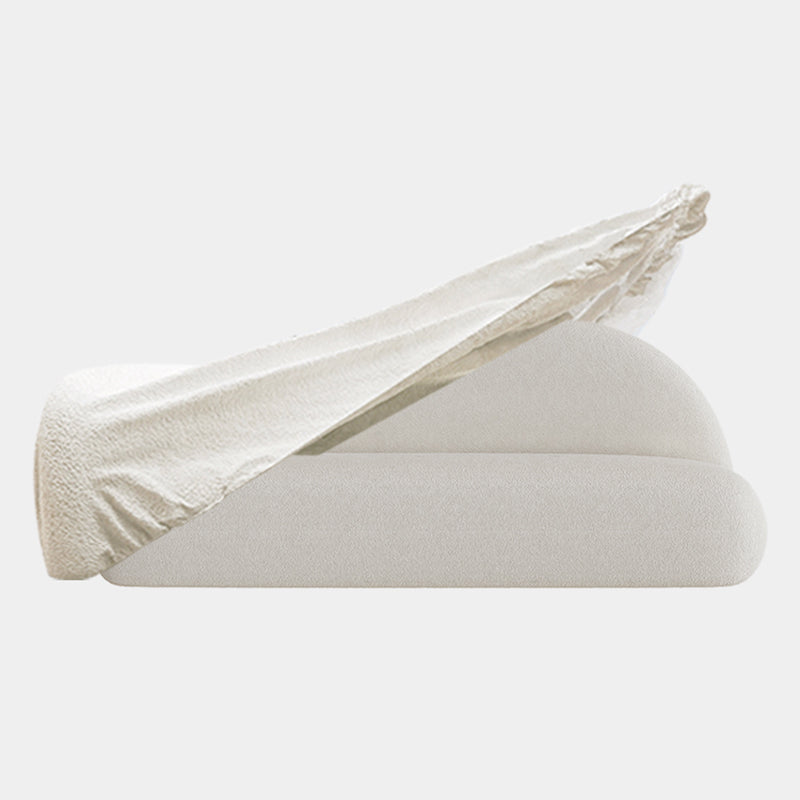 Tight Back Sofa Wool Curved Sofa in White for Living Room, Apartment