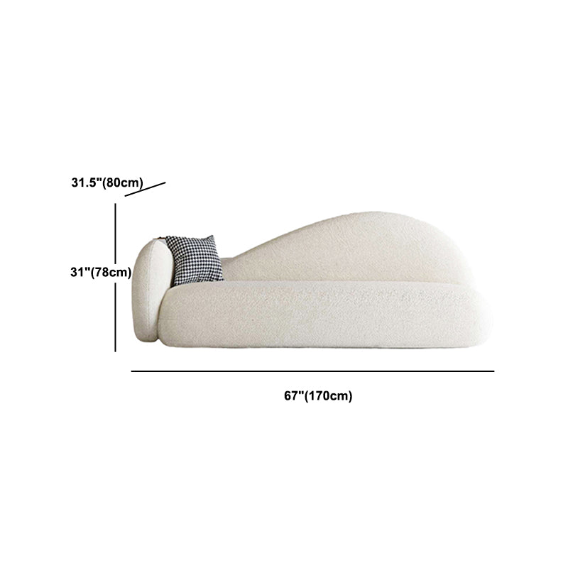 Tight Back Sofa Wool Curved Sofa in White for Living Room, Apartment