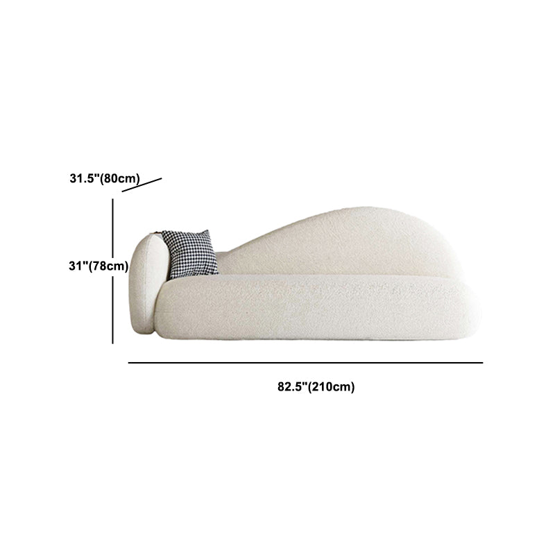 Tight Back Sofa Wool Curved Sofa in White for Living Room, Apartment