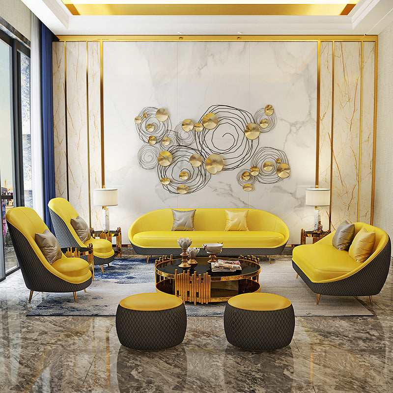 Sloped Arm Curved Sofa with Tight Back Contemporary Sofa for Apartment