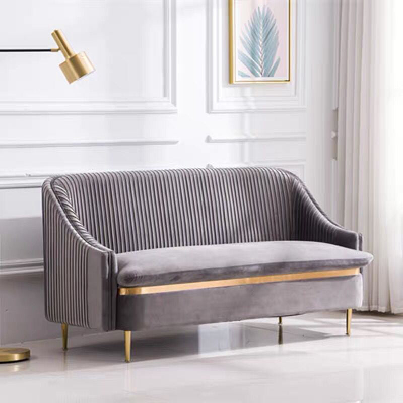 Contemporary Velvet Sofa with Swen Pillow Back and Slopped Arm