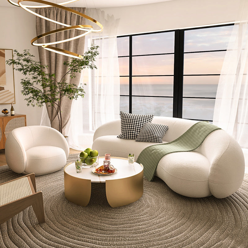 23.62 Inch Tall Contemporary Curved Sloped Sofa for Living Room