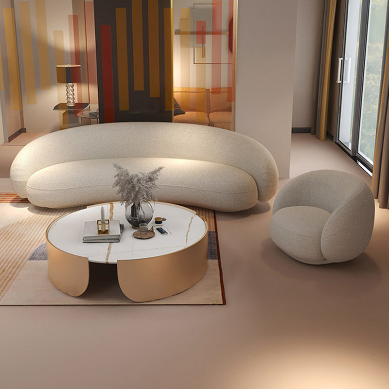 23.62 Inch Tall Contemporary Curved Sloped Sofa for Living Room