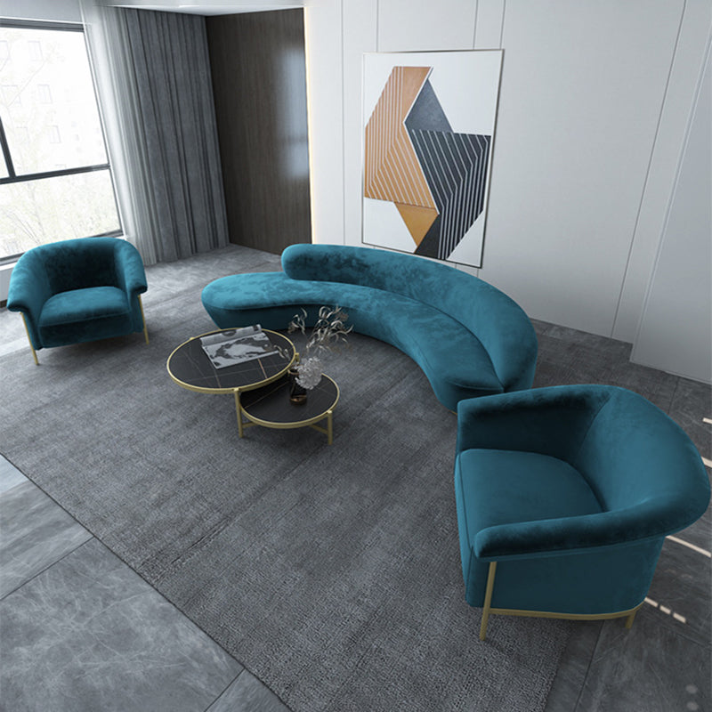 Contemporary Curved SofaWool Recessed Arm Sofa 35.43 inch Wide