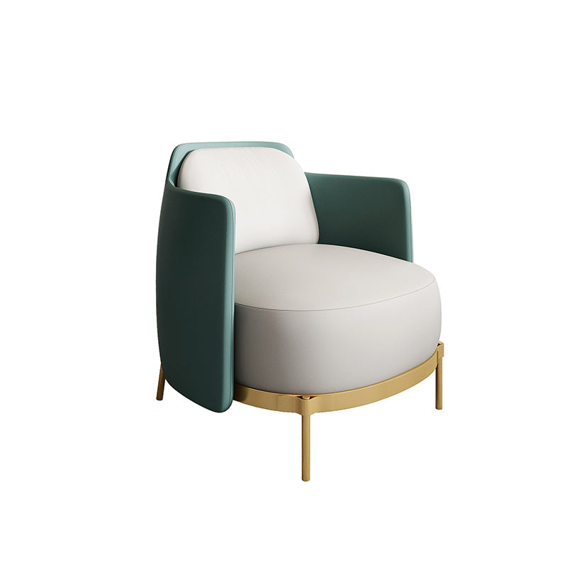 Contemporary Faux Leather Curved Sofa with Slopped Arm for Living Room