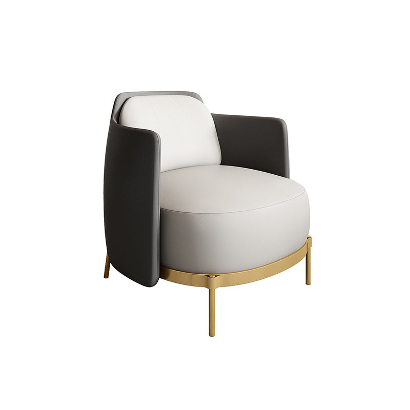 Contemporary Faux Leather Curved Sofa with Slopped Arm for Living Room