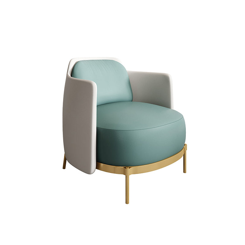 Contemporary Faux Leather Curved Sofa with Slopped Arm for Living Room