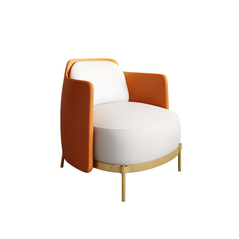 Contemporary Faux Leather Curved Sofa with Slopped Arm for Living Room