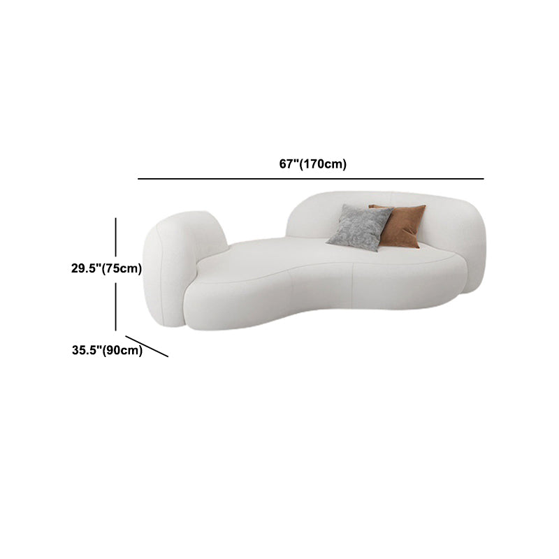 Beige Recessed Arm Curved Sofa for Apartment Contemporary Sofa