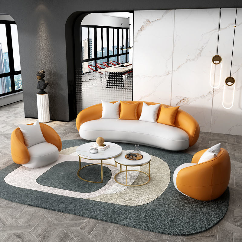 Contemporary Curved Sofa for Apartment with Tuxedo Arm Sofa 35.43" Wide