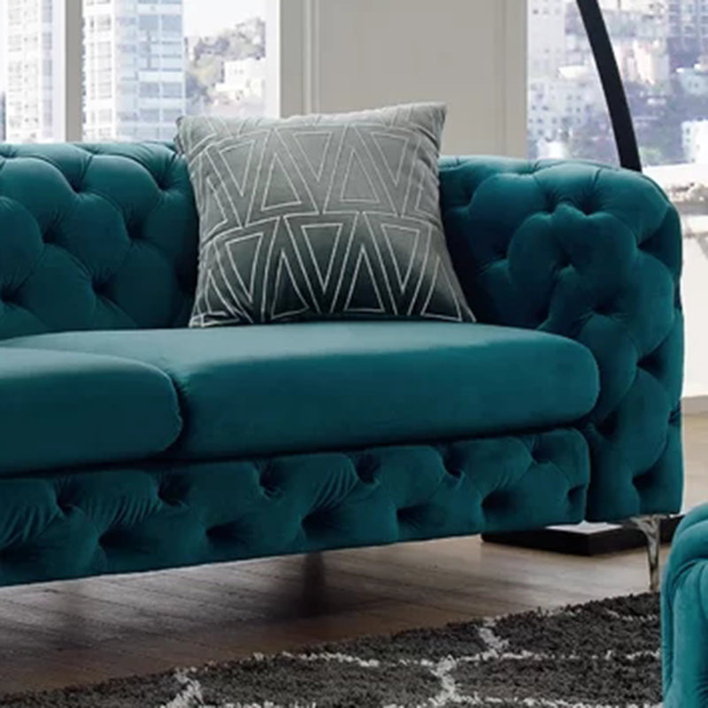 Tuxedo Arm Stationary Sofa 31.50" H Velvet Sofa with Tufted Split-Back