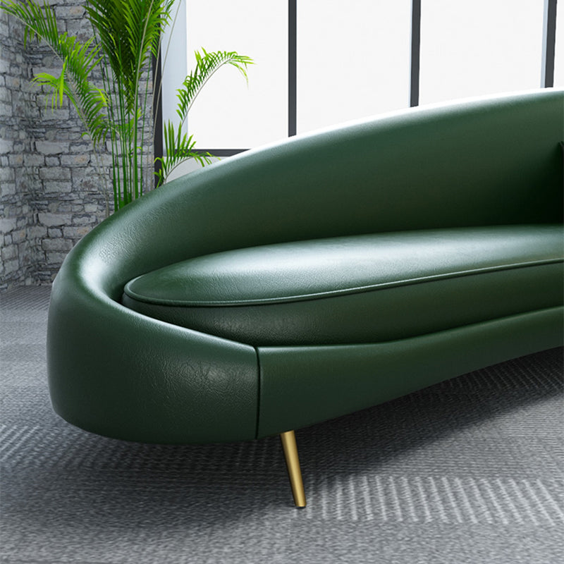 Modern Faux Leather Curved Sofa with Sloped Arms for Living Room