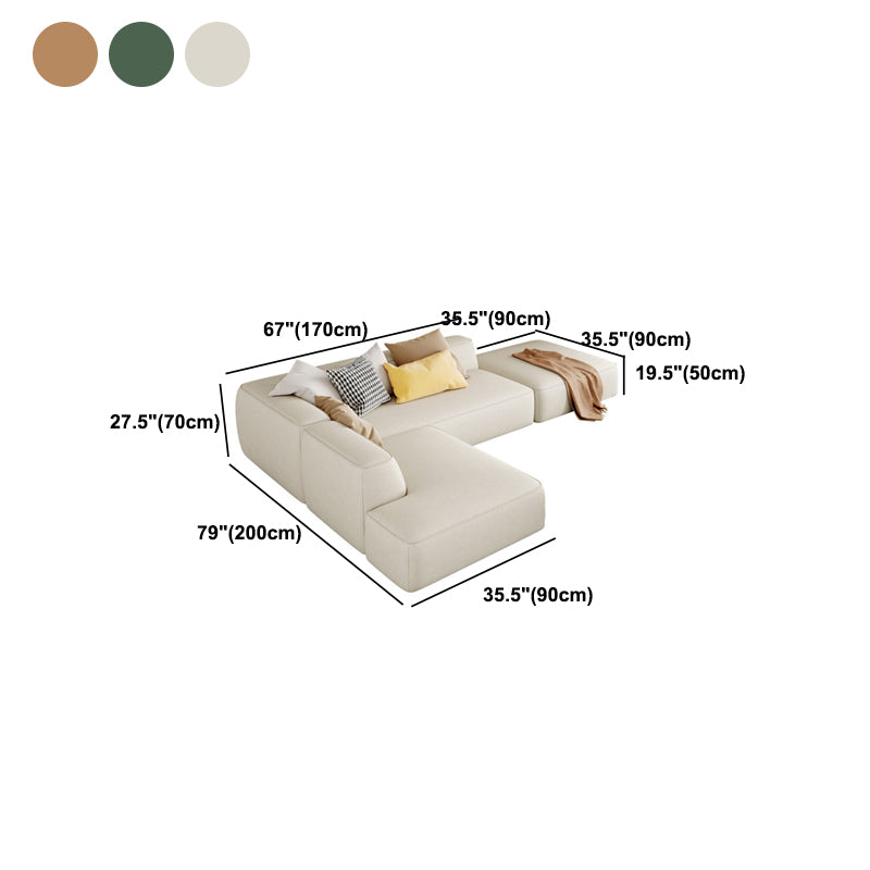Contemporary Faux Leather Sofa 102.36" W Recessed Arm Sofa with Chaise