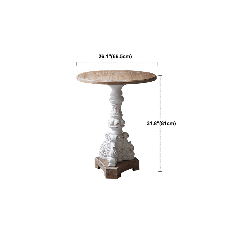 French Country Distressed Cocktail Table Wooden Round Top Shape Coffee Table