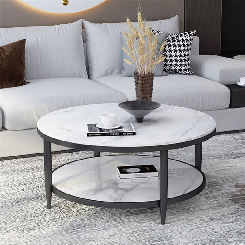 4 Legs Slate Coffee Table Round Coffee Table for Living Room