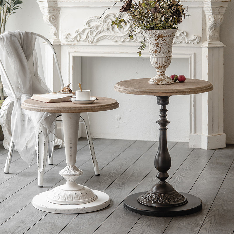 French Country Distressed Cocktail Table Wooden Pedestal Coffee Table for Home