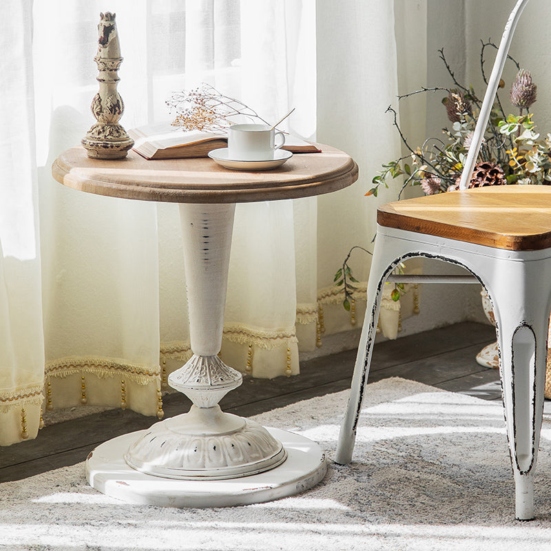 French Country Distressed Cocktail Table Wooden Pedestal Coffee Table for Home