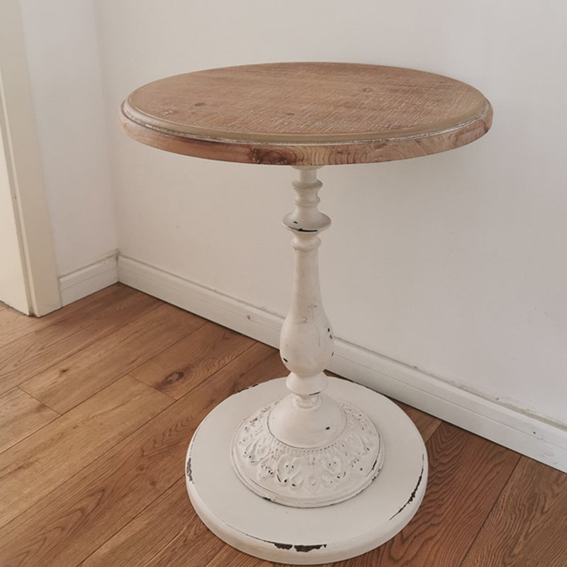 French Country Distressed Cocktail Table Wooden Pedestal Coffee Table for Home