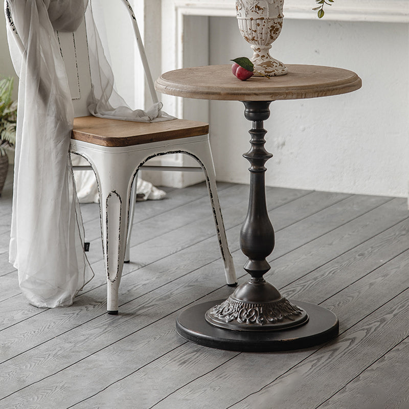 French Country Distressed Cocktail Table Wooden Pedestal Coffee Table for Home
