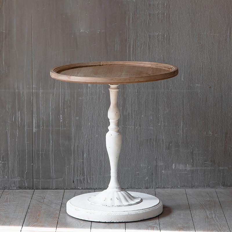 French Country Distressed Cocktail Table Wooden Pedestal Coffee Table for Home