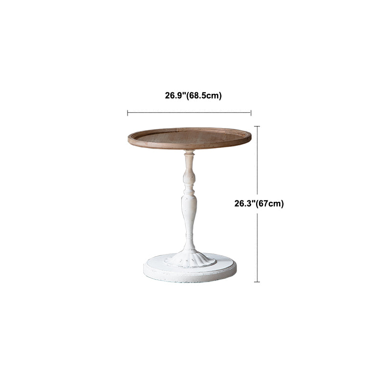 French Country Distressed Cocktail Table Wooden Pedestal Coffee Table for Home