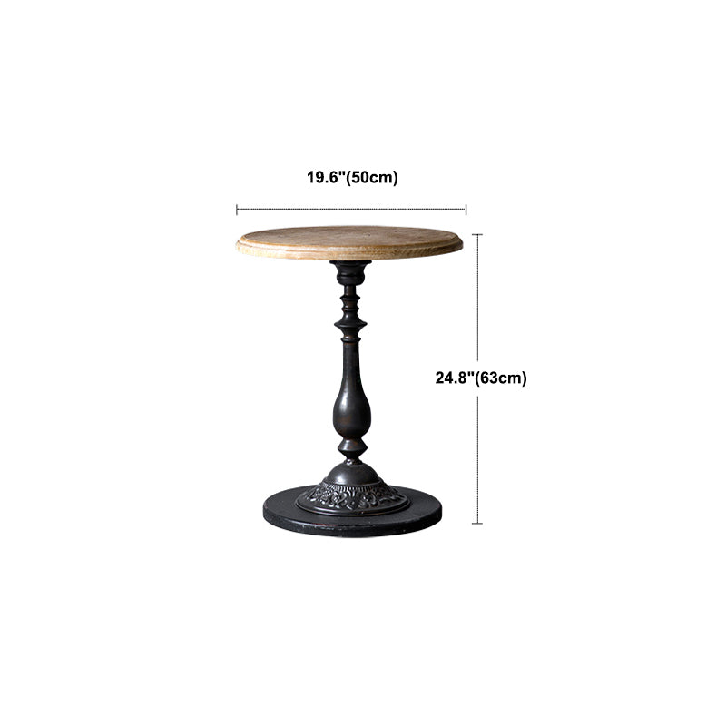 French Country Distressed Cocktail Table Wooden Pedestal Coffee Table for Home