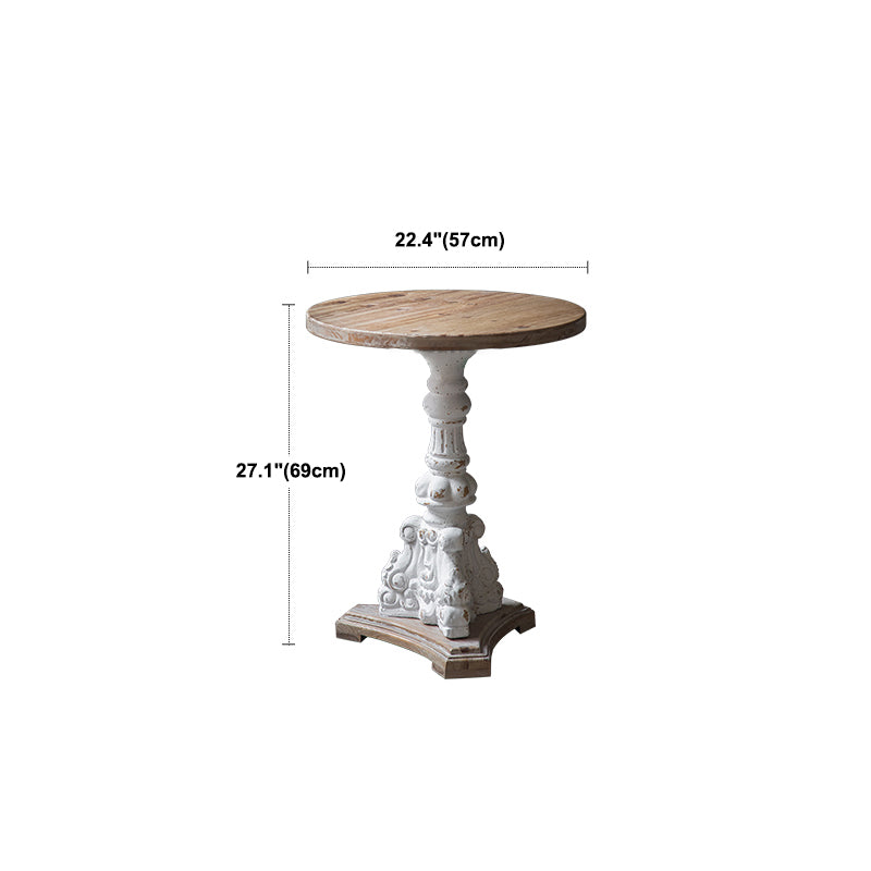 French Country Distressed Cocktail Table Wooden Pedestal Coffee Table for Home