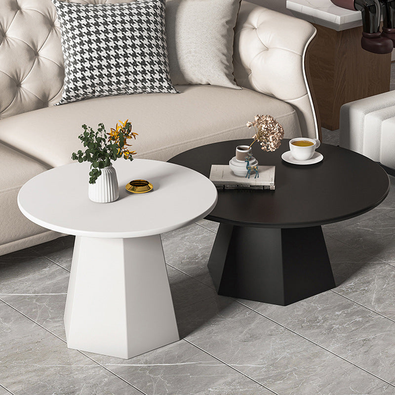 Iron Geometric Coffee Table Round Coffee Table for Living Room